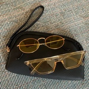 2 pairs yellow sunglasses (black back included)